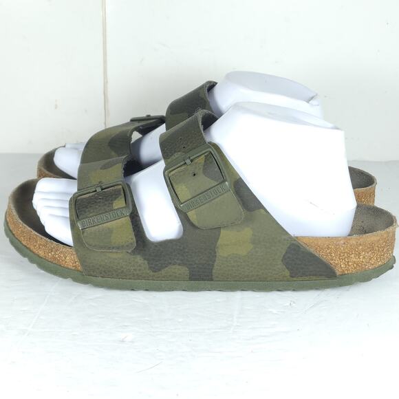 BIRKENSTOCK Women Arizona EU40 US9 Camo Green Birko-Flor SoftFB Slide Sandals - Picture 2 of 16